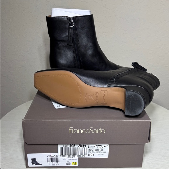 Franco Sarto Luella Black Leather Ankle Booties NWBox Size 6.5 - Picture 9 of 9